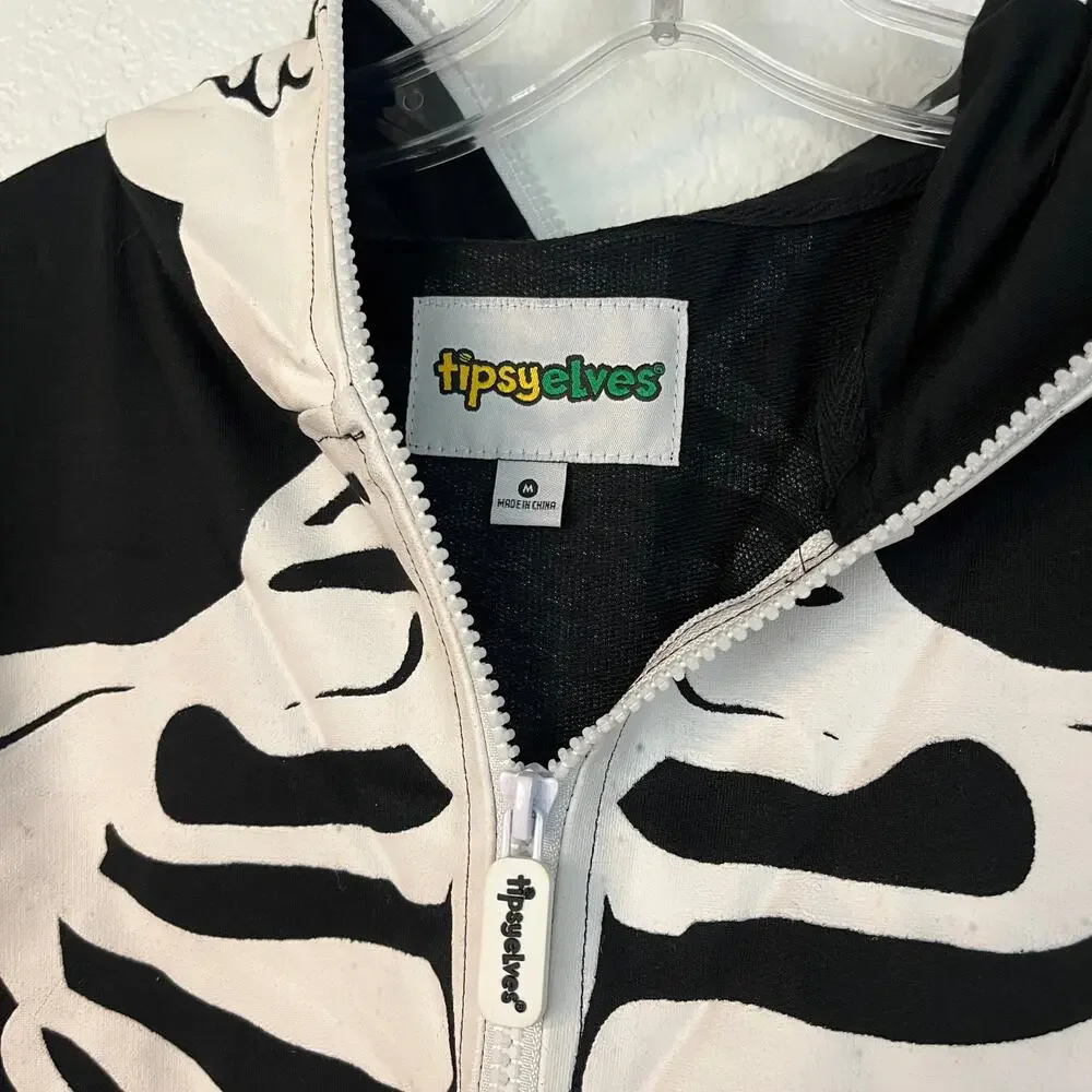 Tipsy elves skeleton full zip one piece unisex outfit NWT medium - Picture 4 of 8